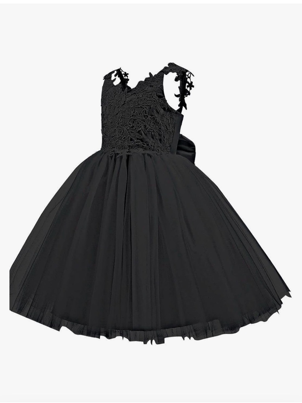 Black Lace Bodice Tulle Party Dress for Girls